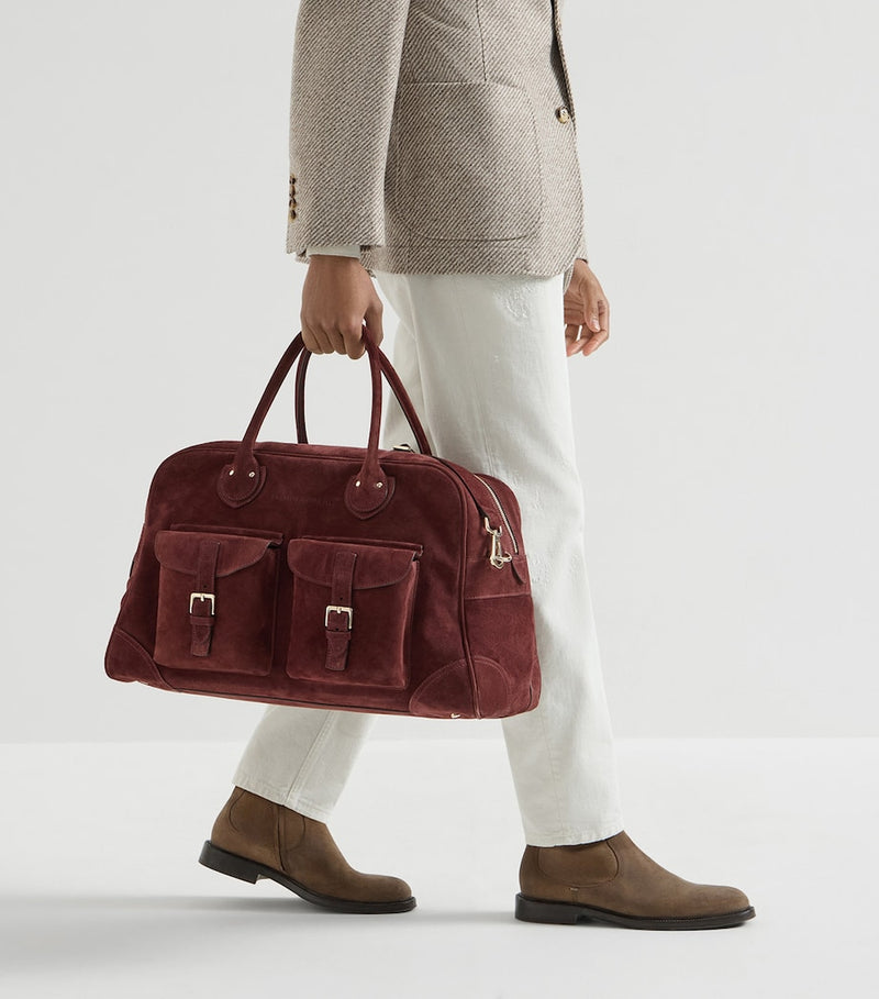 Brunello Cucinelli suede travel holdall bag - British product