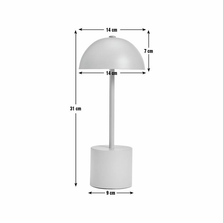 Habitat rechargeable mushroom LED table lamp taupe 31cm (British brand)