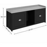GFW Lancaster 2 door shoe storage bench black (British brand)