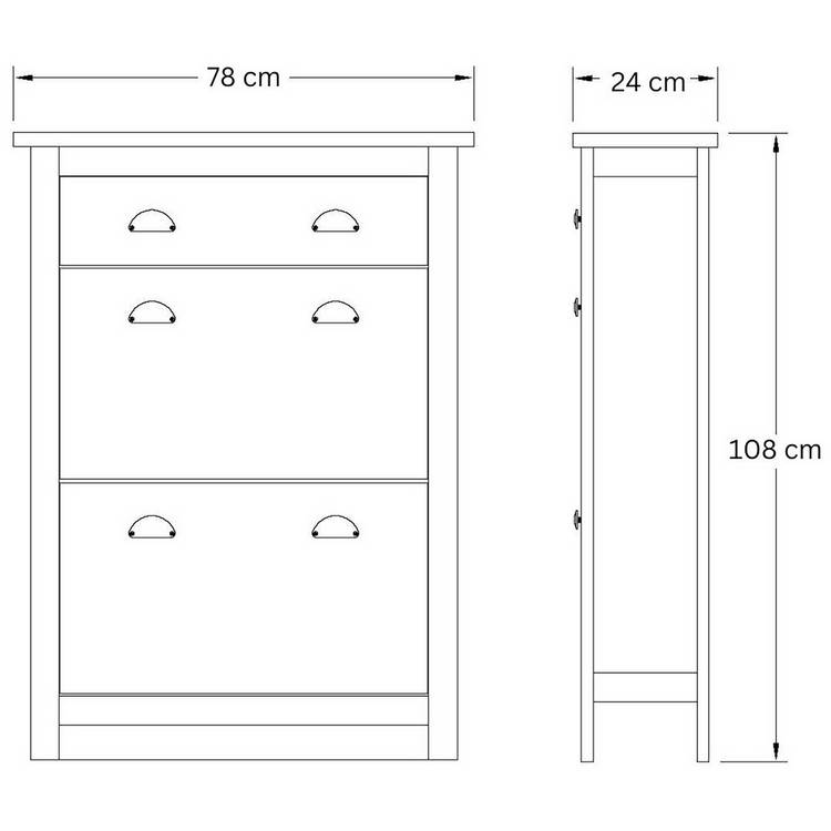 GFW Lancaster shoe storage cabinet black H108cm (British brand)
