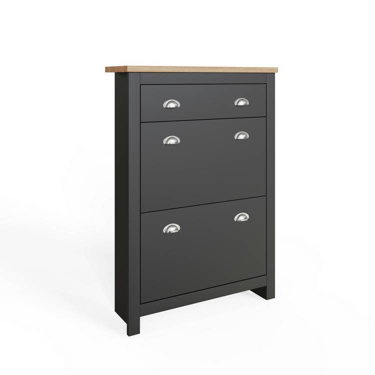 GFW Lancaster shoe storage cabinet black H108cm (British brand)