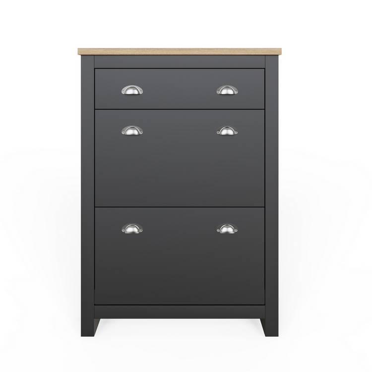 GFW Lancaster shoe storage cabinet black H108cm (British brand)