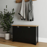 GFW Lancaster shoe storage cabinet in Black and Oak - British product