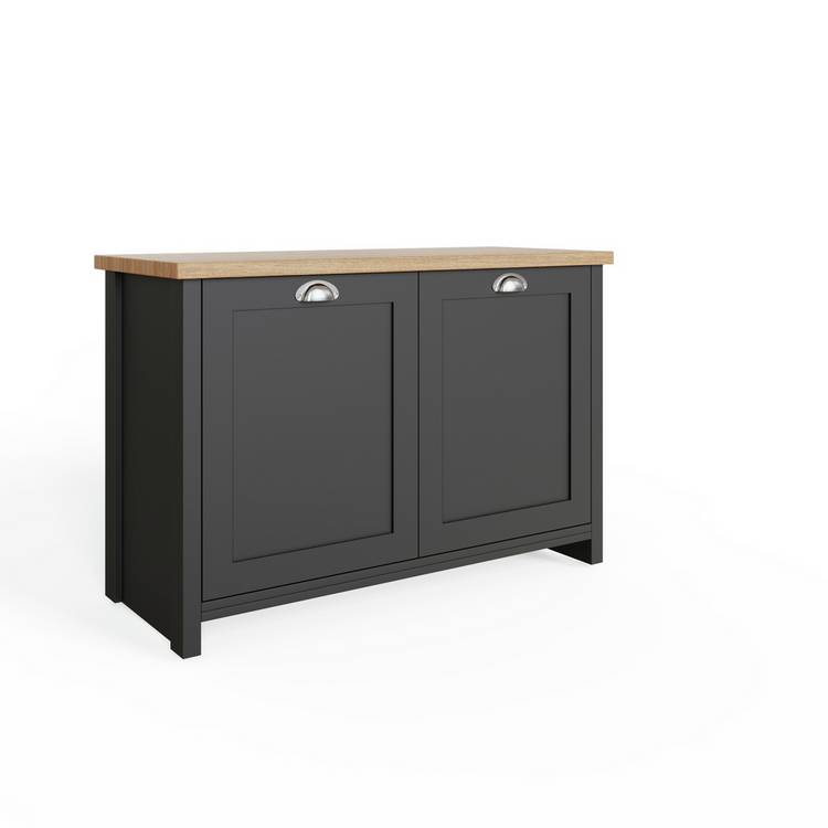 GFW Lancaster shoe storage cabinet in Black and Oak - British product