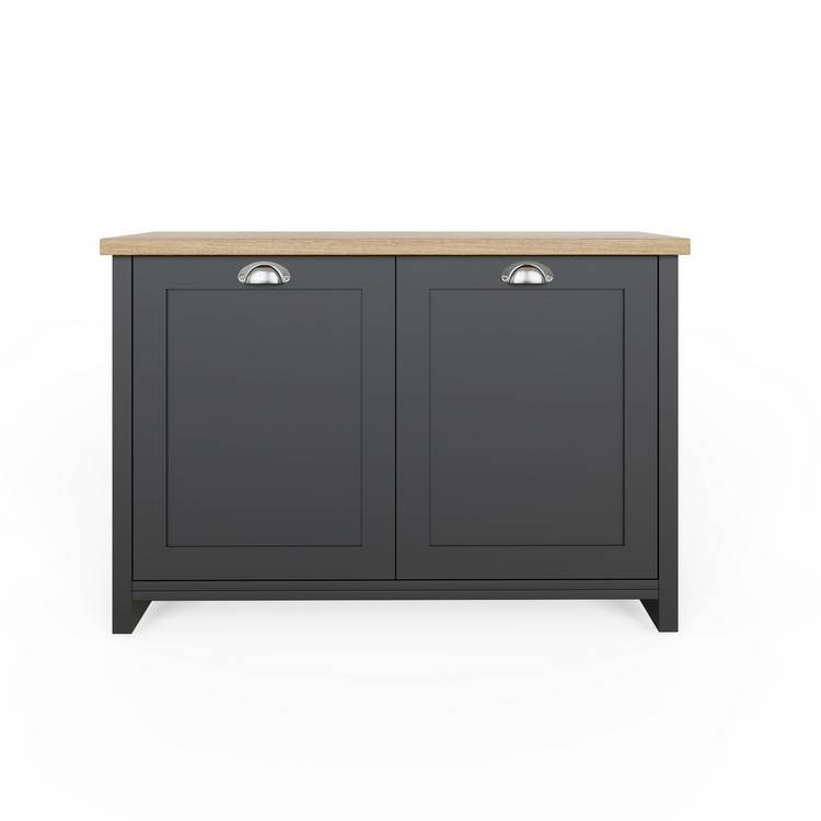 GFW Lancaster shoe storage cabinet in Black and Oak - British product