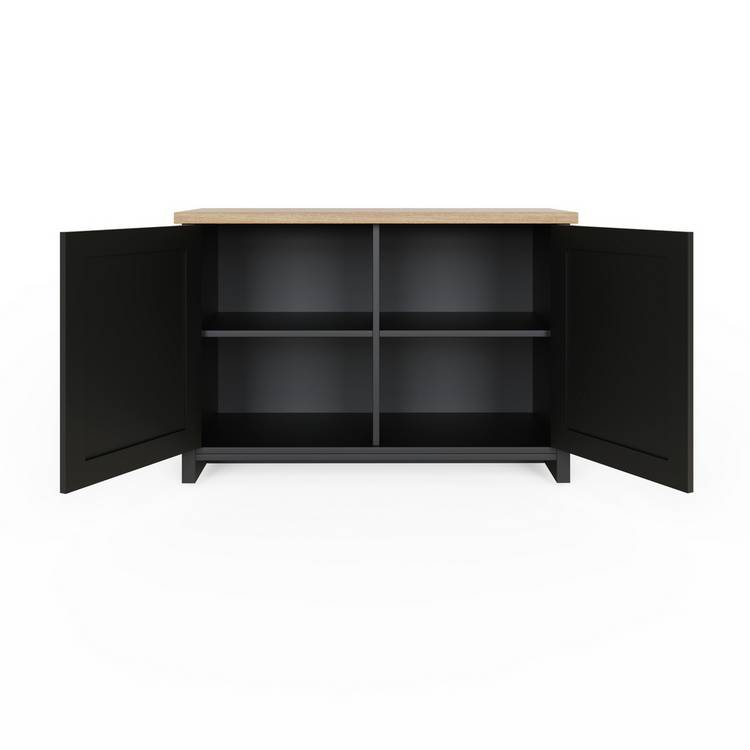 GFW Lancaster shoe storage cabinet in Black and Oak - British product