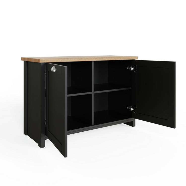 GFW Lancaster shoe storage cabinet in Black and Oak - British product