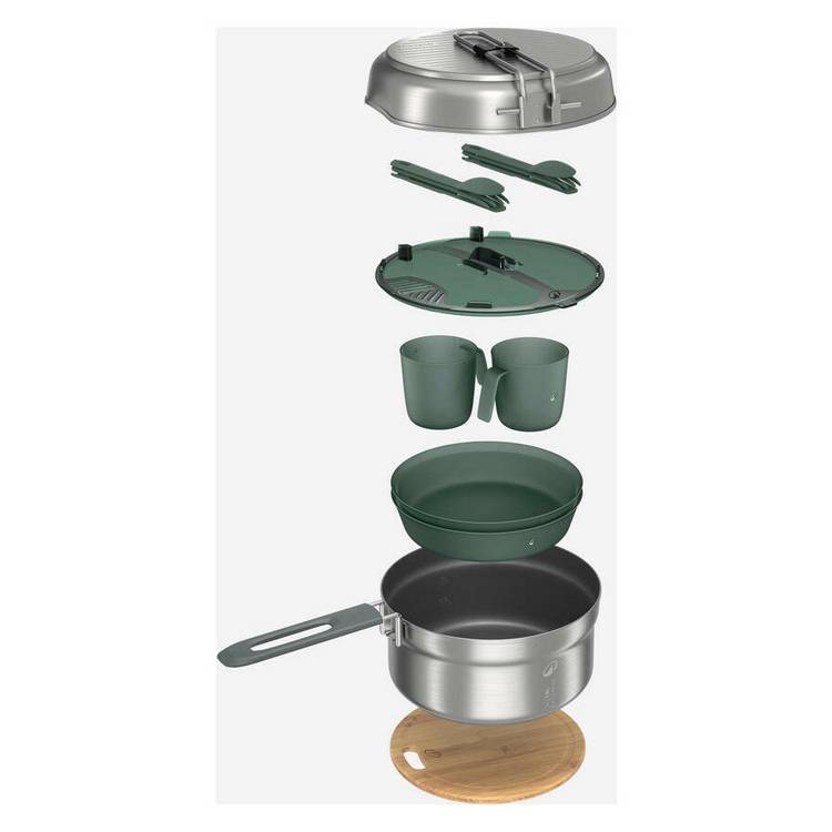 Decathlon 500 stainless steel camping cookset 2-person - imported from the UK