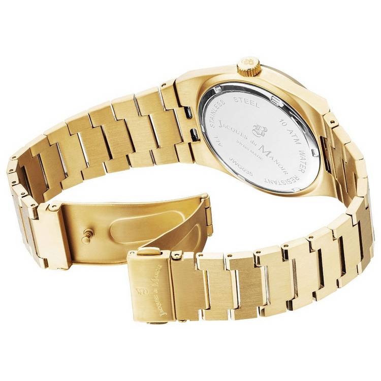 Jacques du Manoir black dial gold-plated watch 41mm, imported from the UK