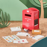 Chad Valley wooden post office playset with accessories, imported from the UK