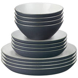 Denby Impression 12 piece stoneware dinner set charcoal - British product