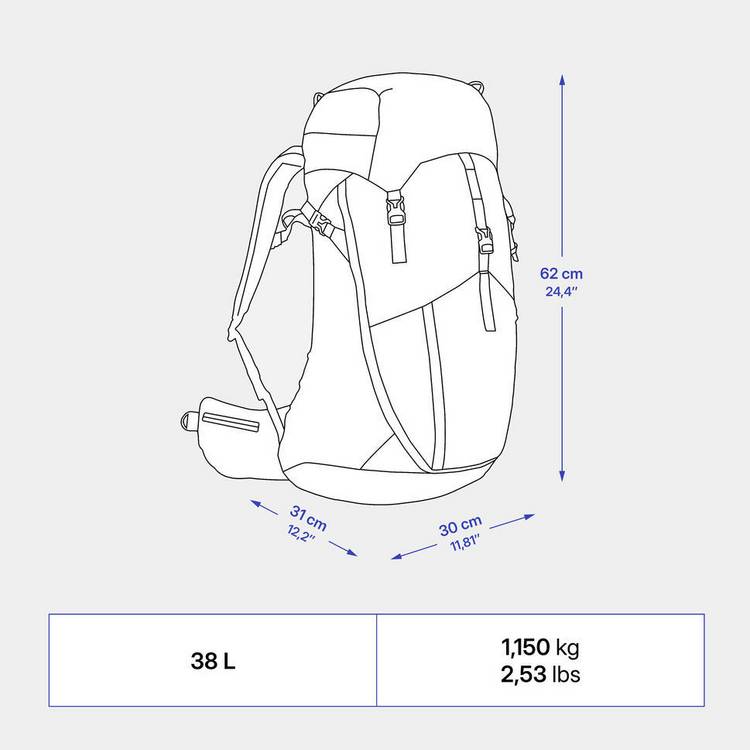 Decathlon MH500 hiking backpack 38L black (British brand)