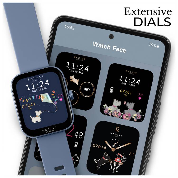 Radley Denim Blue smart watch with silicone strap - British product