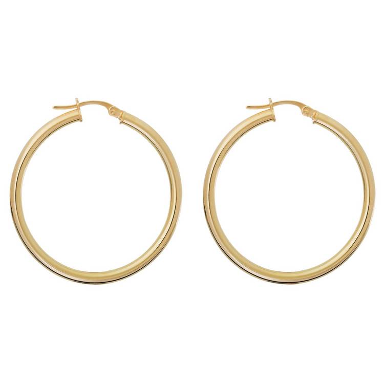 Revere 9ct gold creole hoop earrings 30mm, UK version