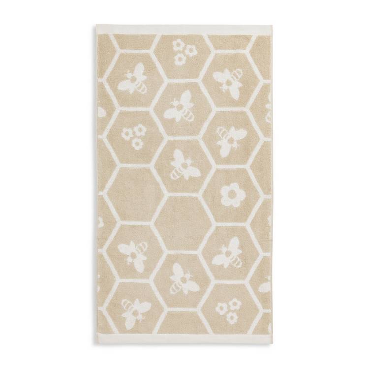 Argos Home floral bee hand towel beige pack of 2 (British brand)