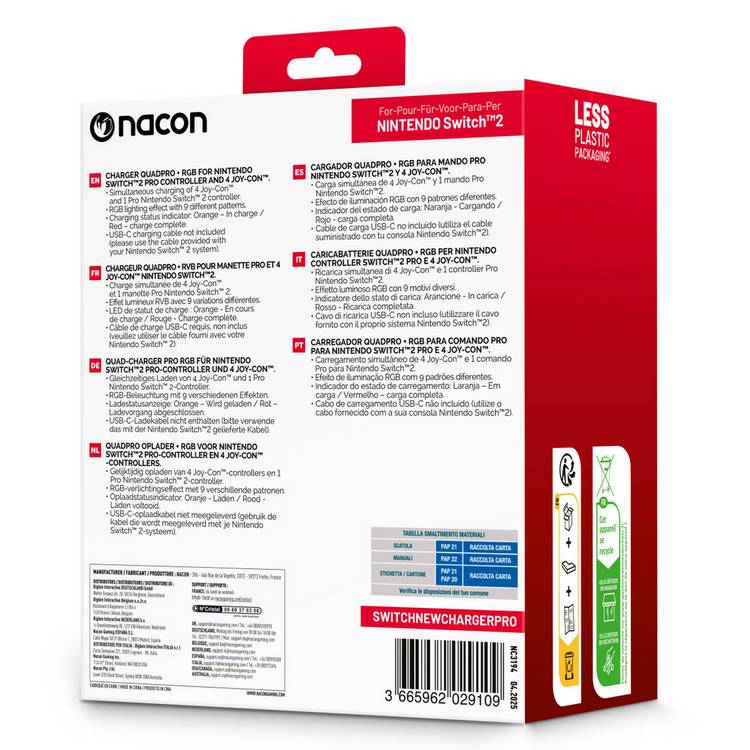 Nacon Quadpro RGB Charger for Nintendo Switch - (British brand)