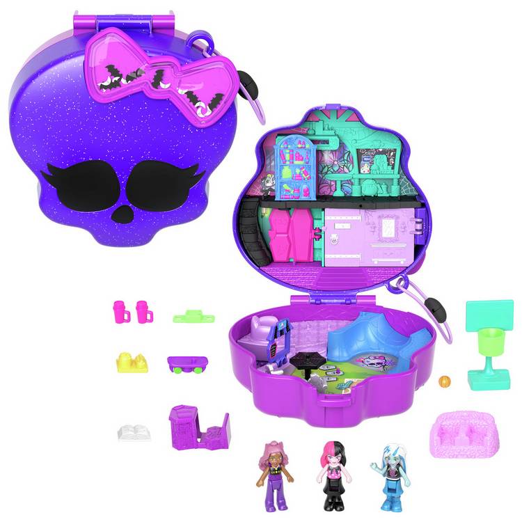 Polly Pocket Monster High playset with 3 micro dolls 29cm, imported from the UK