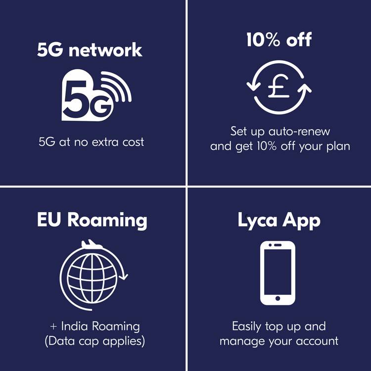 Lyca Mobile SIM card 25GB Pay As You Go - British product