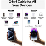 Belkin 2-in-1 USB-C and Lightning cable 1.5m white, imported from the UK