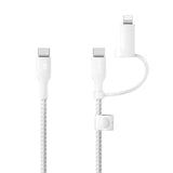 Belkin 2-in-1 USB-C and Lightning cable 1.5m white, imported from the UK