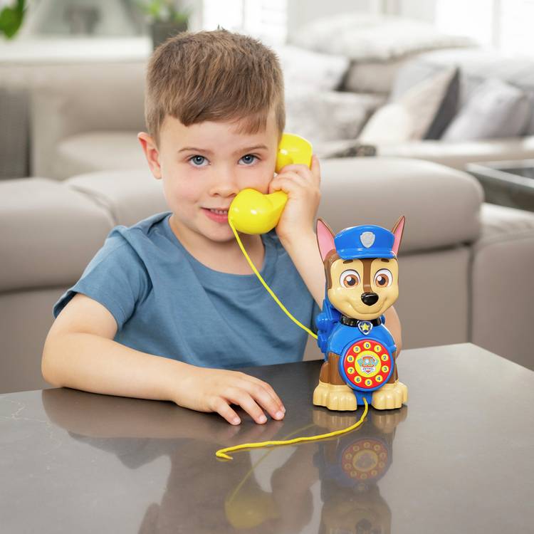 Paw Patrol Chase pull-along telephone toy for kids (British brand)