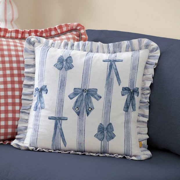 furn Noortje stripe ruffle cushion 45x45cm, imported from the UK