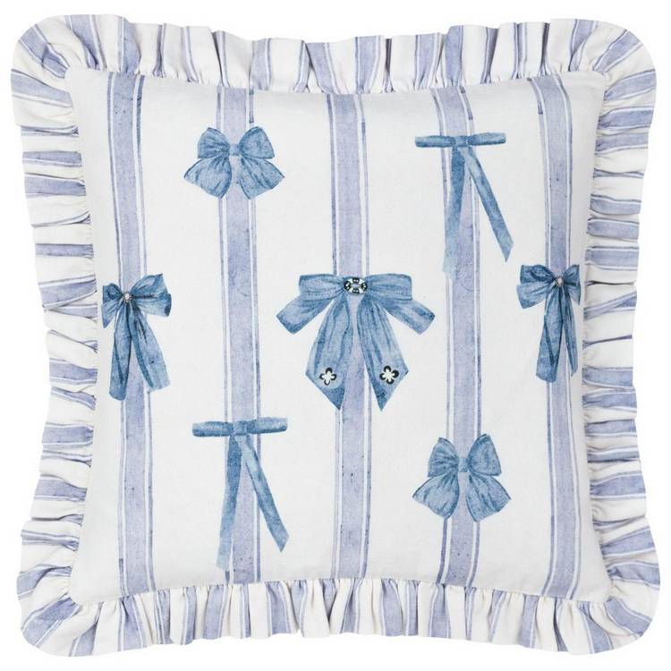 furn Noortje stripe ruffle cushion 45x45cm, imported from the UK
