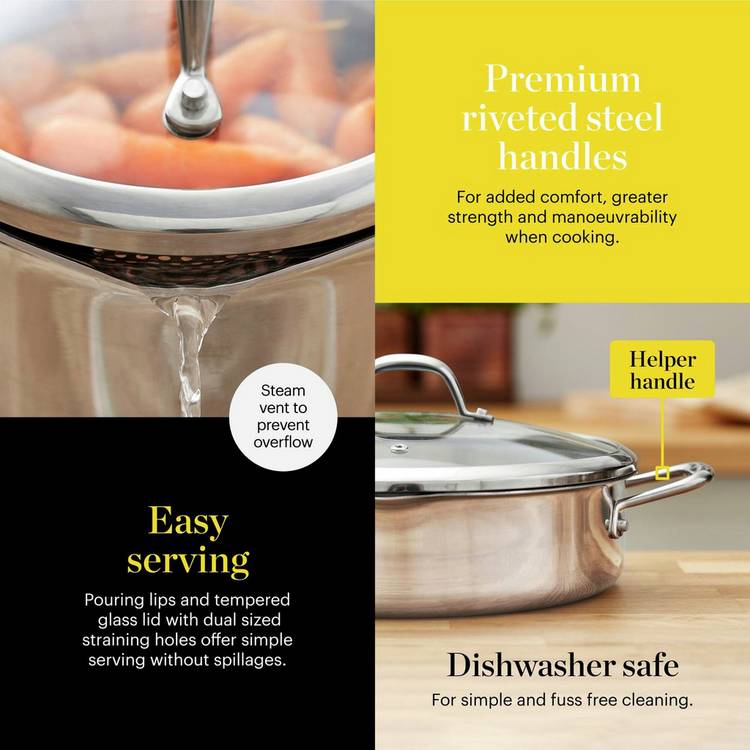 good FOOD Tri Ply multi pan 28cm - British product