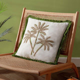 Argos furn Palm Tree Motif Fringe Cushion Green 45x45cm- Buy online at McGrocer