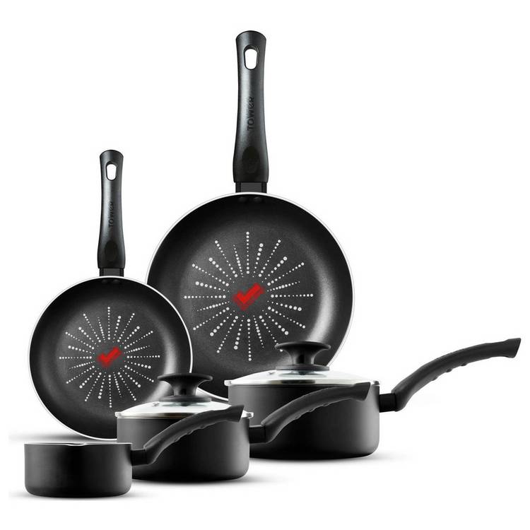 Tower Smart Start black aluminium pan set 5 piece - British product
