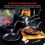Tower Smart Start black aluminium pan set 5 piece - British product