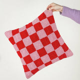 Argos Heya Home Check Tufted Cushion Pink 45x45cm- Buy online at McGrocer