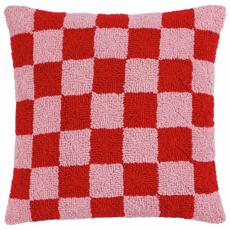 Heya Home check tufted cushion pink 45x45cm (British brand)
