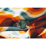 Casio analogue watch green dial stainless steel bracelet, UK version