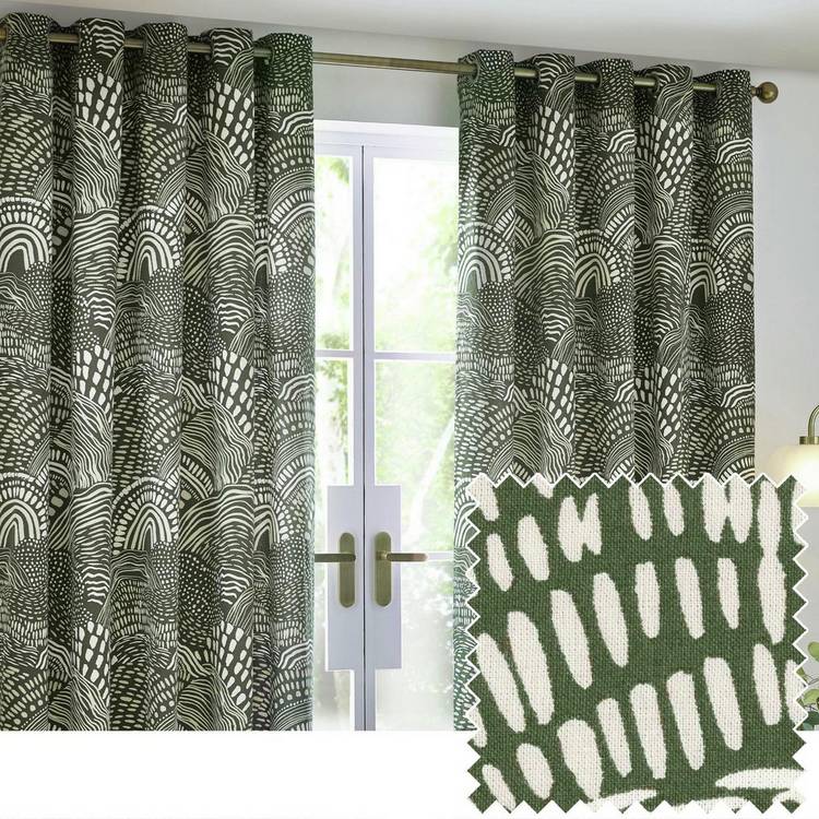 Hoem olive eyelet curtains 117x137cm, UK version