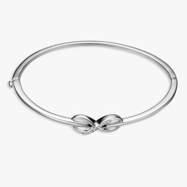 Revere sterling silver infinity diamond studded bangle, imported from the UK