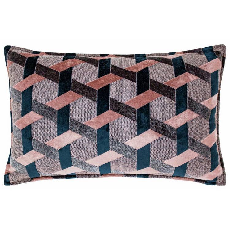 Paoletti blush velvet jacquard cushion 40x60cm, UK version