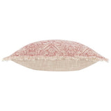 Paoletti Durelle Damask Fringed Cushion Coral 50x50cm, imported from the UK