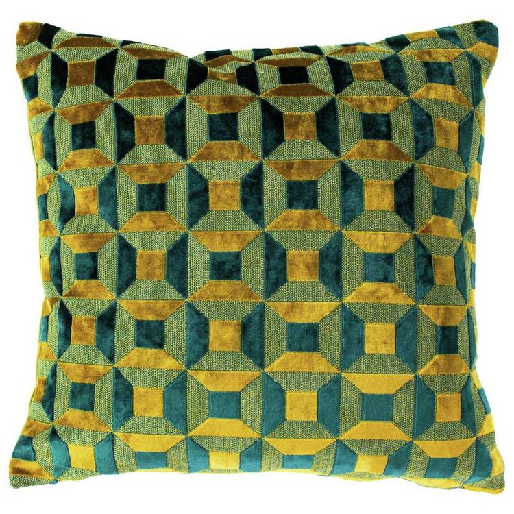 Paoletti geometric cushion teal 45x45cm (British brand)