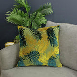 Paoletti cushion gold palm leaf 50x50cm, imported from the UK