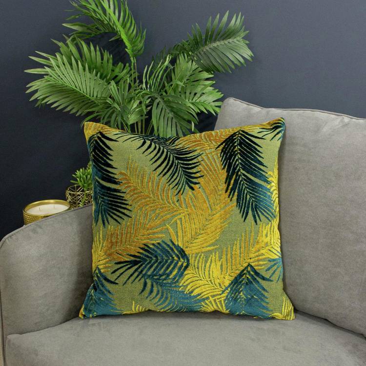 Paoletti cushion gold palm leaf 50x50cm, imported from the UK