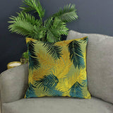 Paoletti cushion gold palm leaf 50x50cm, imported from the UK