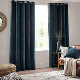 Yard chenille eyelet curtains navy 117x137cm, imported from the UK