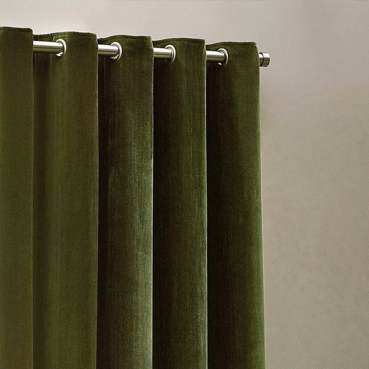 Yard chenille eyelet curtains olive 117x137cm, UK version