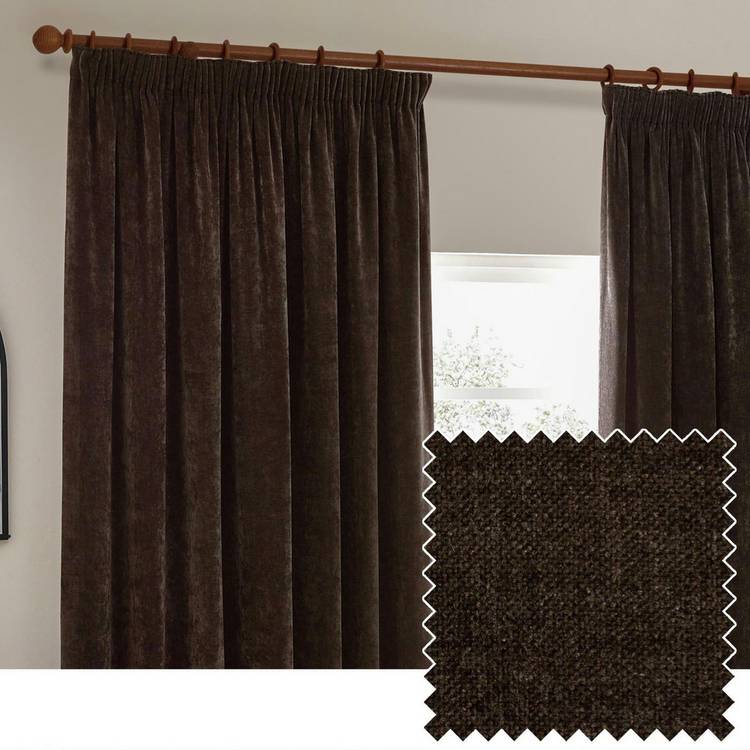 Yard chenille velvet brown curtains 117x137cm, imported from the UK