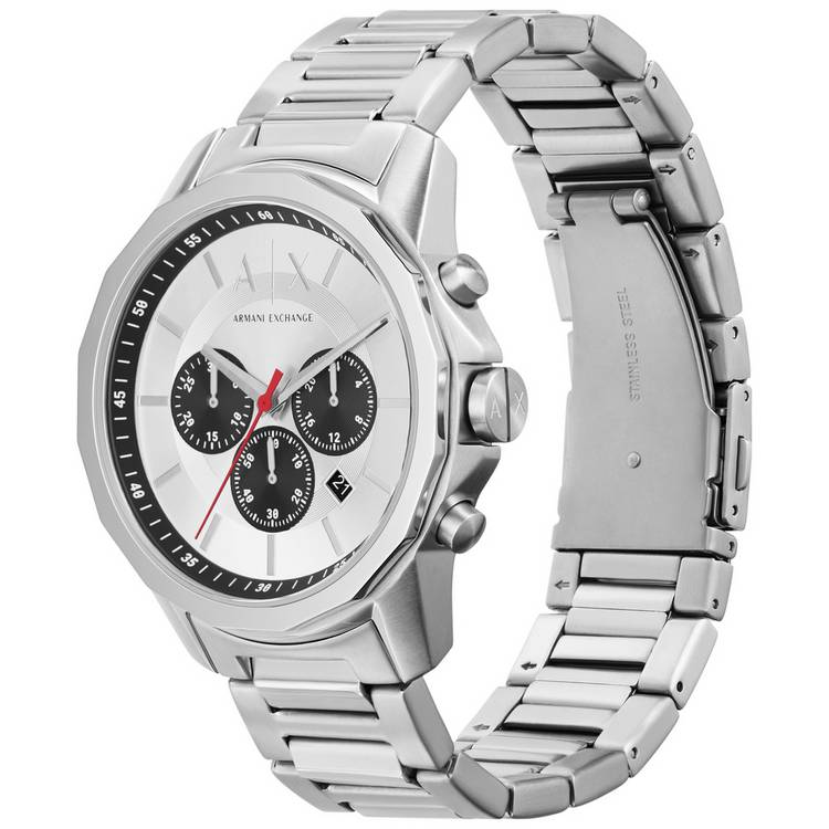 Armani Exchange silver chronograph watch, imported from the UK