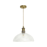 Habitat ribbed glass pendant ceiling light, brass finish, UK version