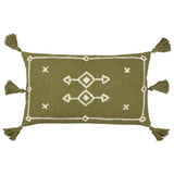 Yard Folis khaki tasselled trim cushion 50x30cm, UK version