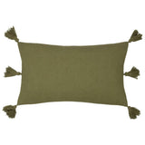 Yard Folis khaki tasselled trim cushion 50x30cm, UK version