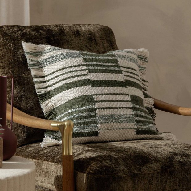 Yard Torode striped cushion sage 45x45cm - British product